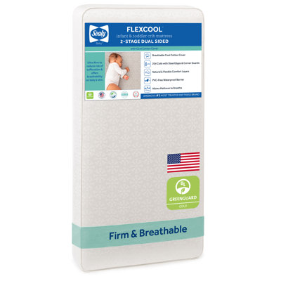 Sealy Baby FlexCool Breathable 2 Stage Baby Crib Mattress & Toddler Bed Mattress, GREENGUARD Gold Certified, 52" x 28"