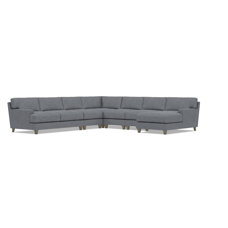 Bernhardt Mila 6-Piece Fabric Sectional, Dark Gray Polyester Blend, Right Hand Facing, 33.5" H x 137" W x 137" D
