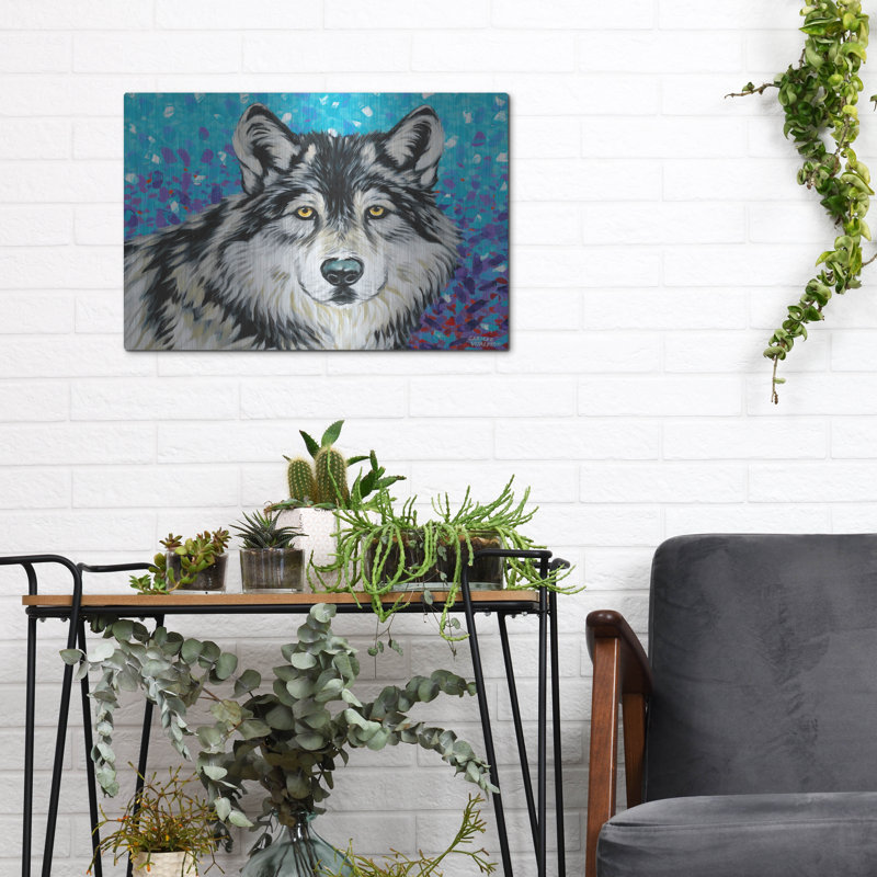 "Loup gris II" par Carolee Vitaletti, H 12 po x l 16 po