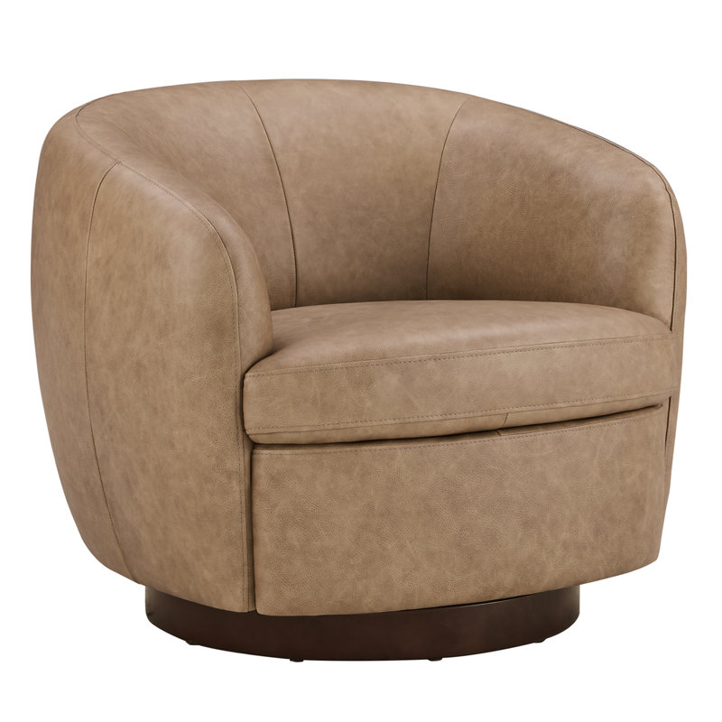 Fauteuil demi-tonneau en cuir Marcy Geniue