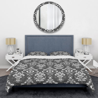 Dark Gray Glamour Luxe II - Transitional Duvet Cover Set