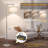 Floor Lamp For Living Room With 3 Color Temperatures Standing Lamp With Adjustable Beige Linen Lampshade Tall Lamps For Bedroom Office Classroom Dorm Room, 9W LED Bulb Included, Gold-1456066862