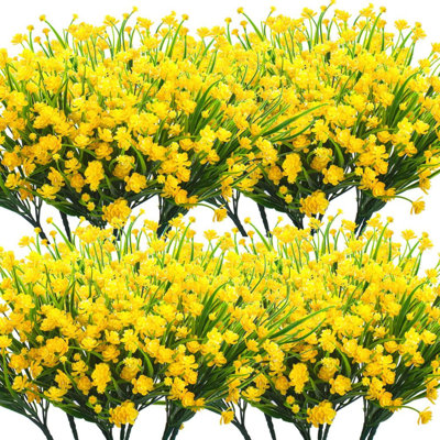 20 paquets de fleurs artificielles pour l'extérieur, fausses plantes, décor d'automne d'été, plantes artificielles résistantes aux rayons UV, fausses fleurs d'automne, faux plastique, verdure, arbuste, décor de cimetière