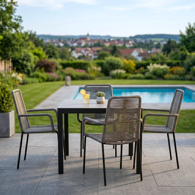 Palaio Chair Stacking Patio Dining Armchair , Gray