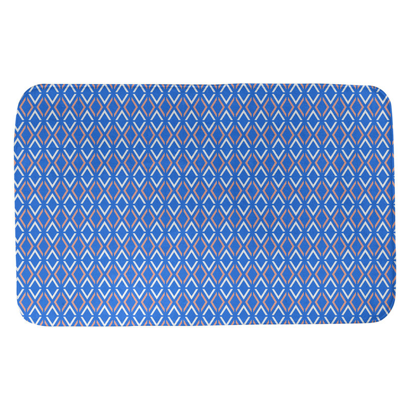 Tapis pour salle de bain diamants Leffel, l 17 po x L 24 po, Bleu / Orange