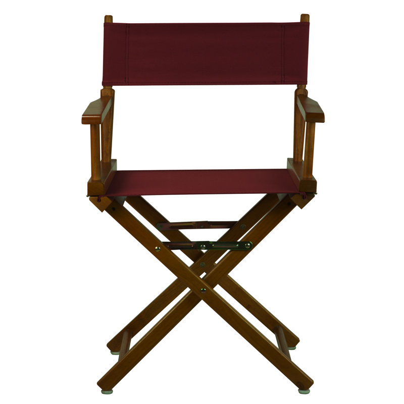 18" Folding Director Chair, Burgundy, Honey Oak