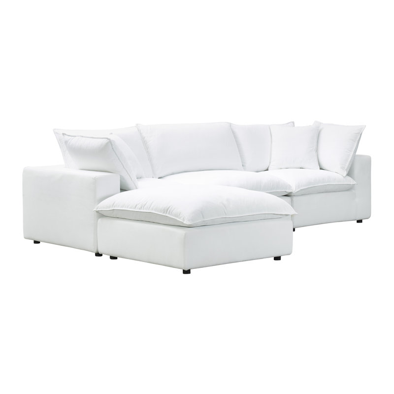 Canapé modulaire rembourré et réversible 4 pièces Ellaria, Perle Peyton