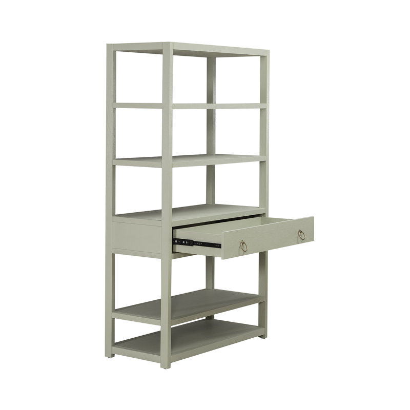 Ballentine 39'' Accent Bookcase w/ 6 Shelves & 1 Drawer, Green Mist