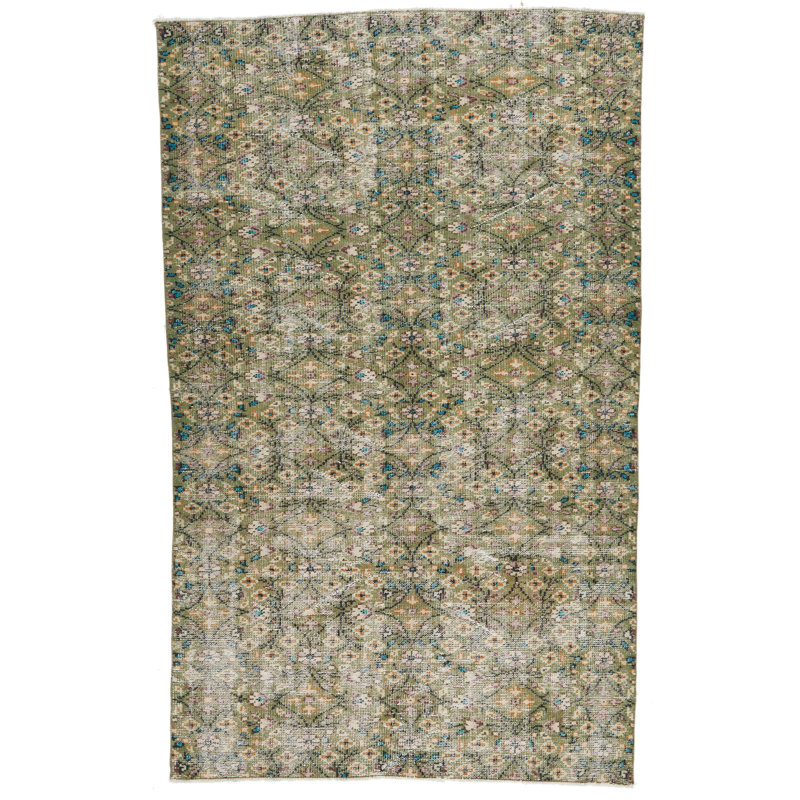 Tapis turc vert et multicolore 5 x 8