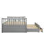 Lit de jour double avec lit gigogne simple et 3 tiroirs de rangement, lit capitaine avec lit gigogne, lit plateforme en bois-646507039