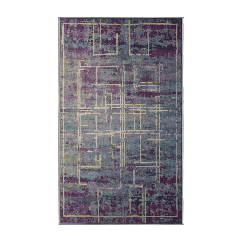 Machine Washable Gray Area Rug, Rectangle 8' x 10'