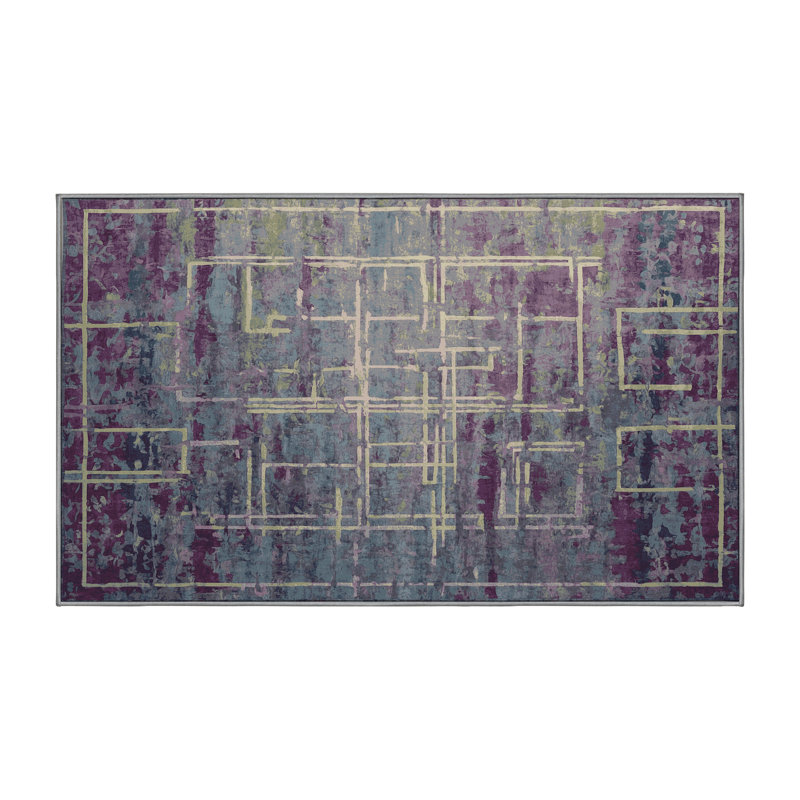 Tapis gris lavable à la machine, Rectangle 8 pi x 10 pi