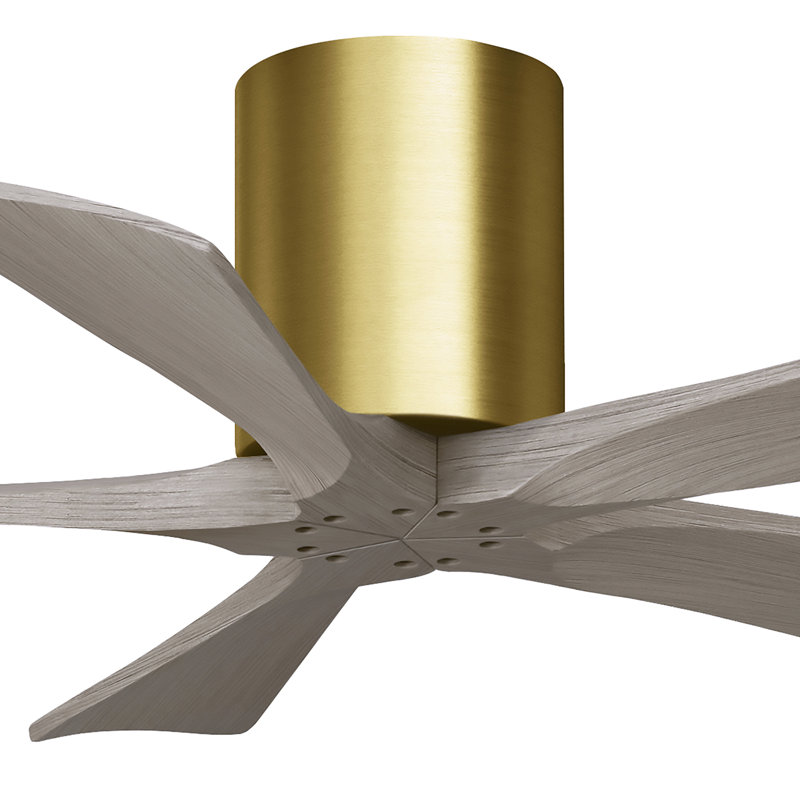 60" Irene 5-Blade Hugger Ceiling Fan with Wall Remote, 42", Polished Chrome, Gray Ash