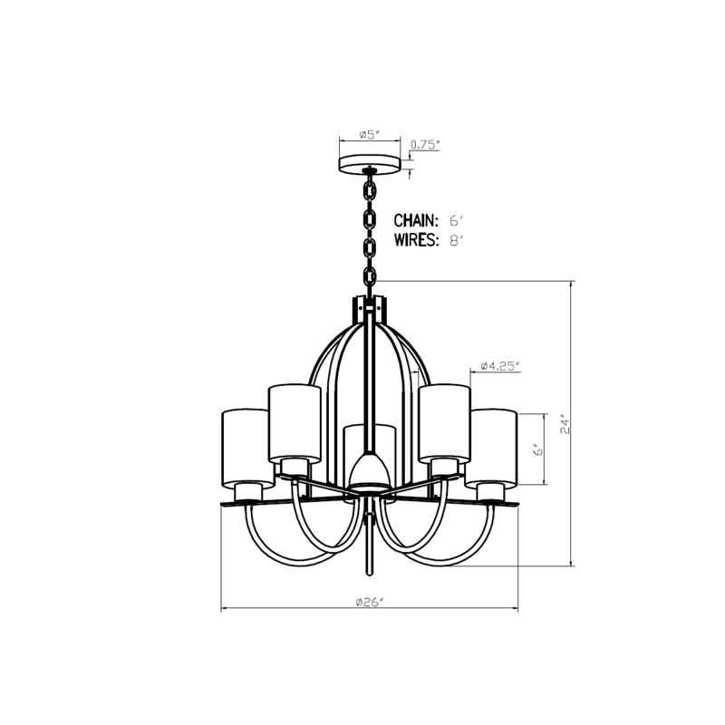 Henefer 5 - Light Dimmable Tiered Chandelier