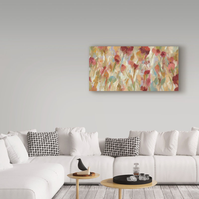 « aéré floral i », reproduction de peinture à l’acrylique sur toile tendue, H 24 po x l 47 po x P 2 po