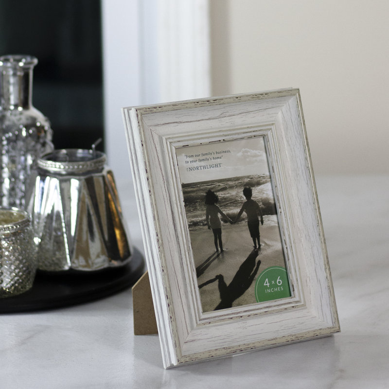 Cadre de table blanc vieilli, 4 po x 6 po