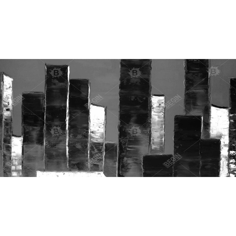 Abstract black and white buildings - 15.75"x31.50" Desk mat