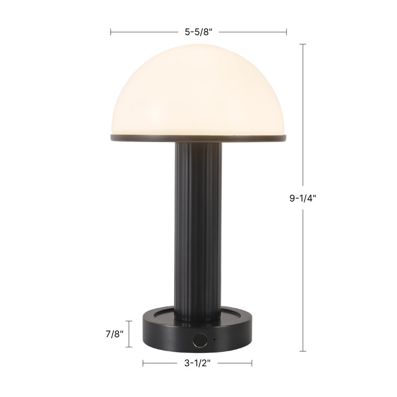 Vienna 9-in Black dimmable LED Table Lamp, Vintage Brass