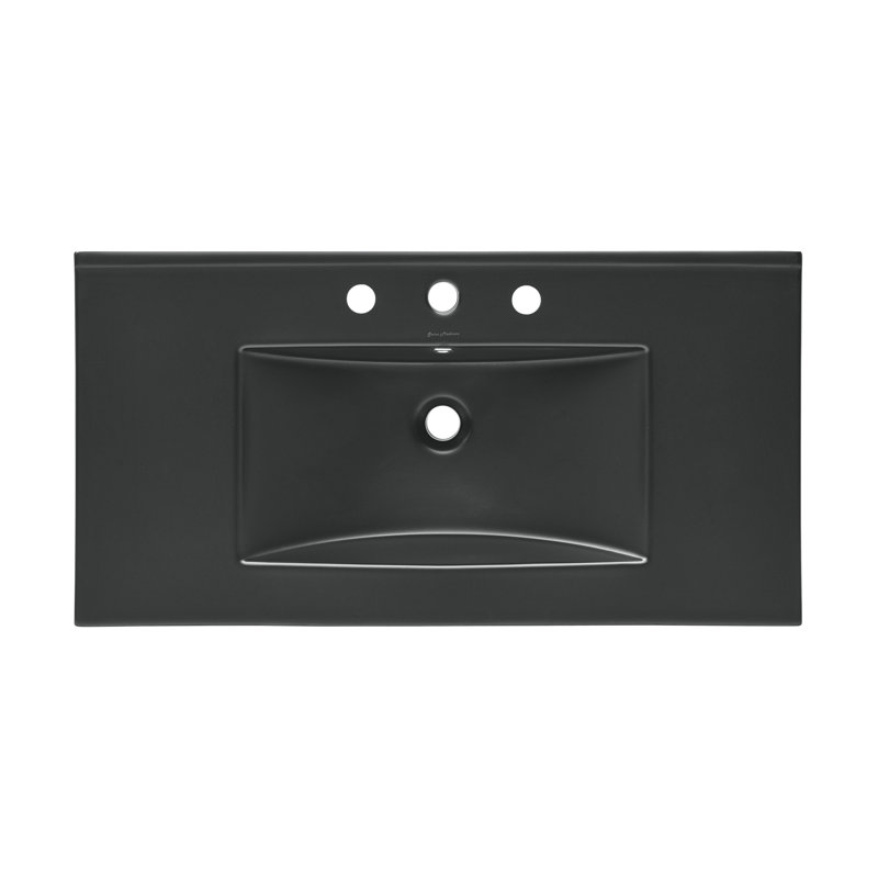 Ceramic Vanity Top, Matte Black, 8" Widespread