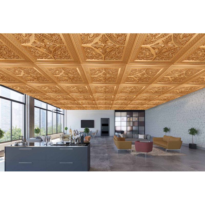 Carreau de plafond en PVC 2 pi x 2 pi Falkirk Perth, Or