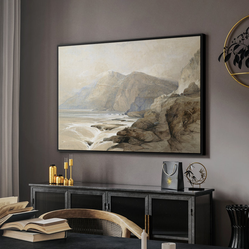 Paysage rétro - XXV, Toile avec cadre flottant noir, H 17 po x l 25 po x P 2 po