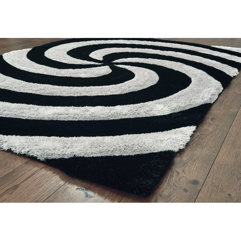Tapis gris fumé / noir à poils longs Fitts, Rectangle 1 pi 10 po x 3 pi