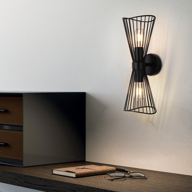2-light Wall Sconces 16 Inch Modern Wall Sconce Hallway Lights Bathroom Light Fixtures, Matte Black