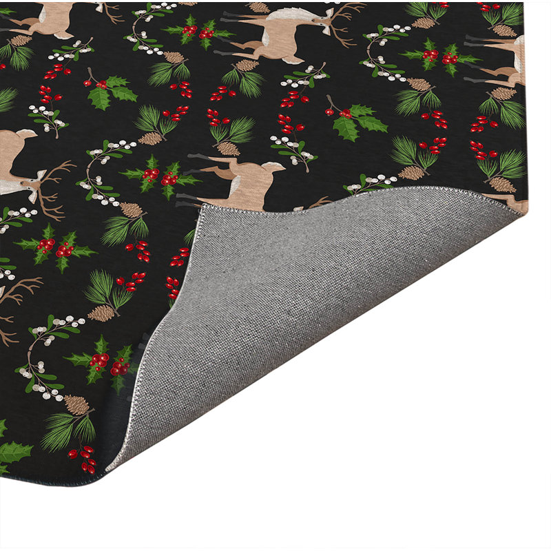 Tapis de cuisine Botanical Deer, Gris anthracite, Rectangle 7 pi x 5 pi