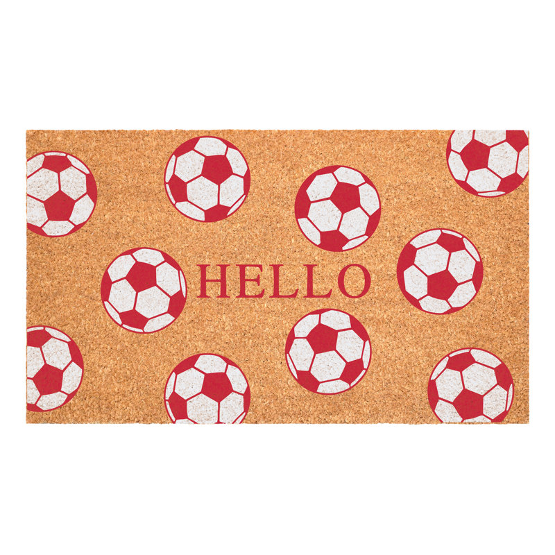 Paillasson Soccer Hello, Rouge / Blanc
