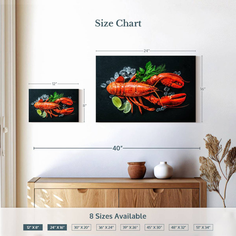 Yarlin Fresh Red Lobster, 16" H x 24" W