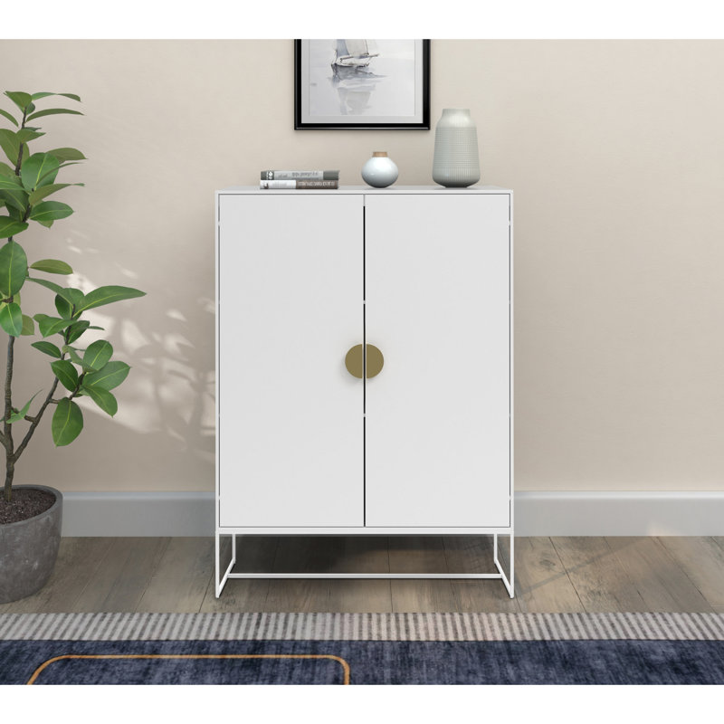 Asia Rectangle Accent Cabinet, White