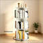 Bibliothèque d'angle rotative en bois, bibliothèque rotative à 360 degrés, organisateur sur pied à 3 niveaux pour petits espaces, blanc