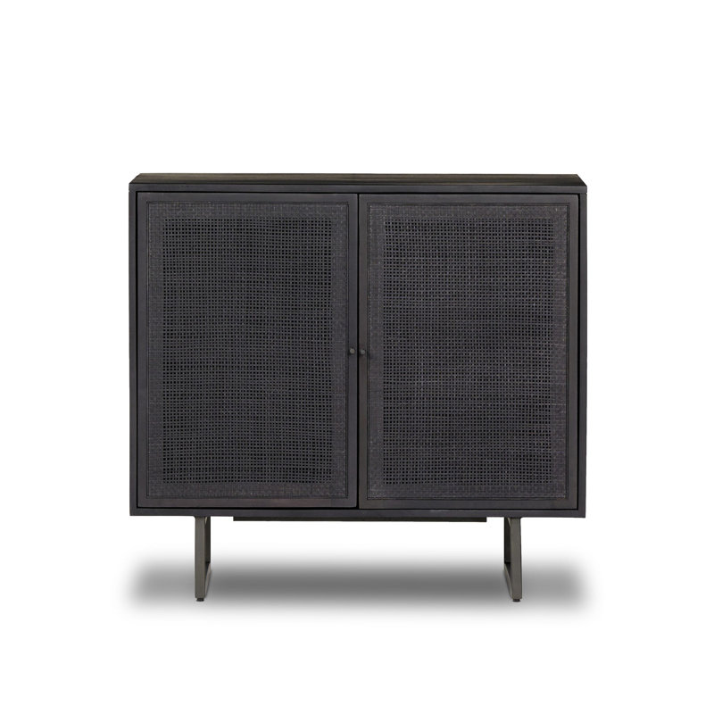 Commode d'appoint 2 portes Jensi, Noir, noir, noir, noir