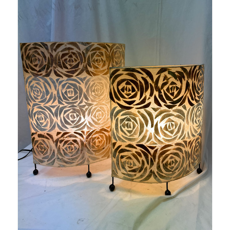 Hand Made Oval Shell Table Lamp Set