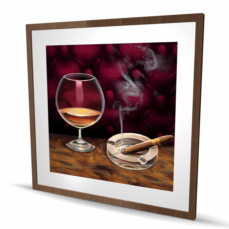 «Red Man Cave», reproduction encadrée matte - alcool et cigare