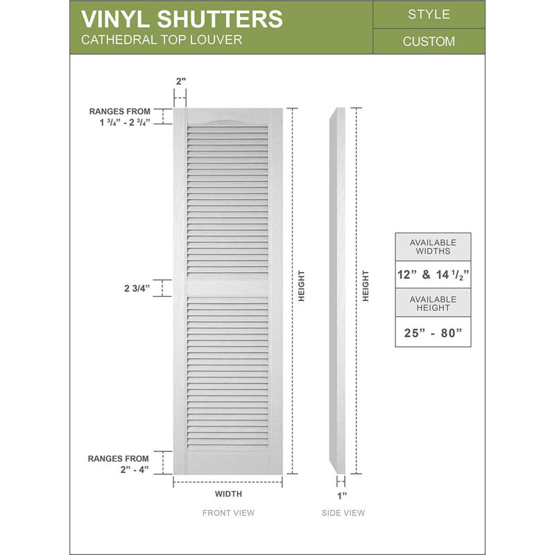 55" Beige Vinyl Louvered Decorative Shutters Pair
