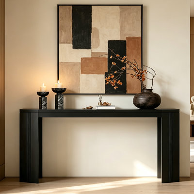 Mid‑Century Solid Pine Wood Console Table