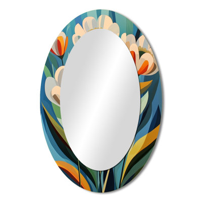 Desert Blossom Of Geometric Ranunculus Flowers II - Traditional Oval Wall Mirror