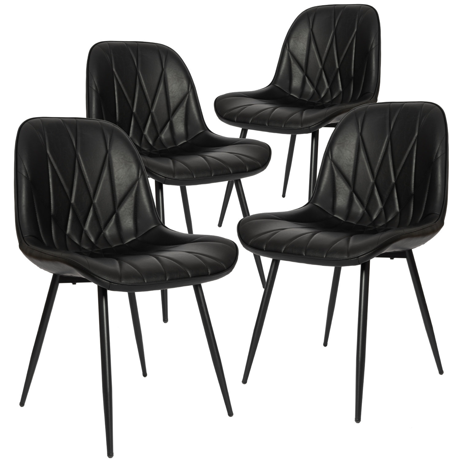 Latitude Run® Faux Leather Dining Chairs Set Of 4, Mid-century Modern ...