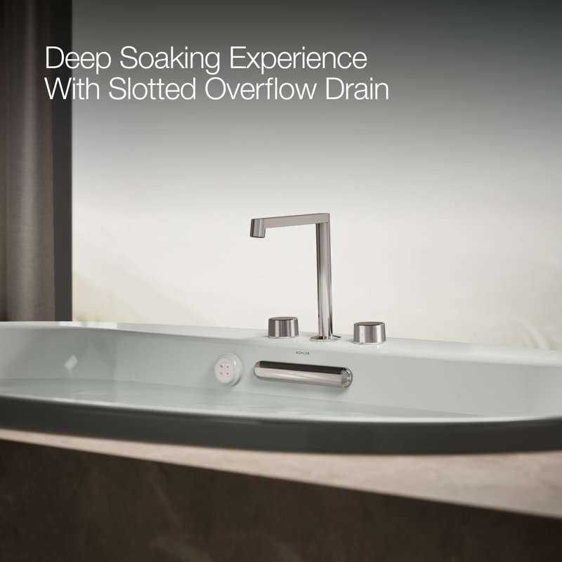 Underscore Oval 72-In X 42-In Heated Bubblemassage Air Bath with Center Drain, Ice Grey