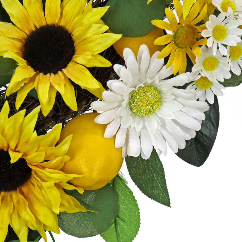 Couronne 24 po marguerite, tournesol et citron