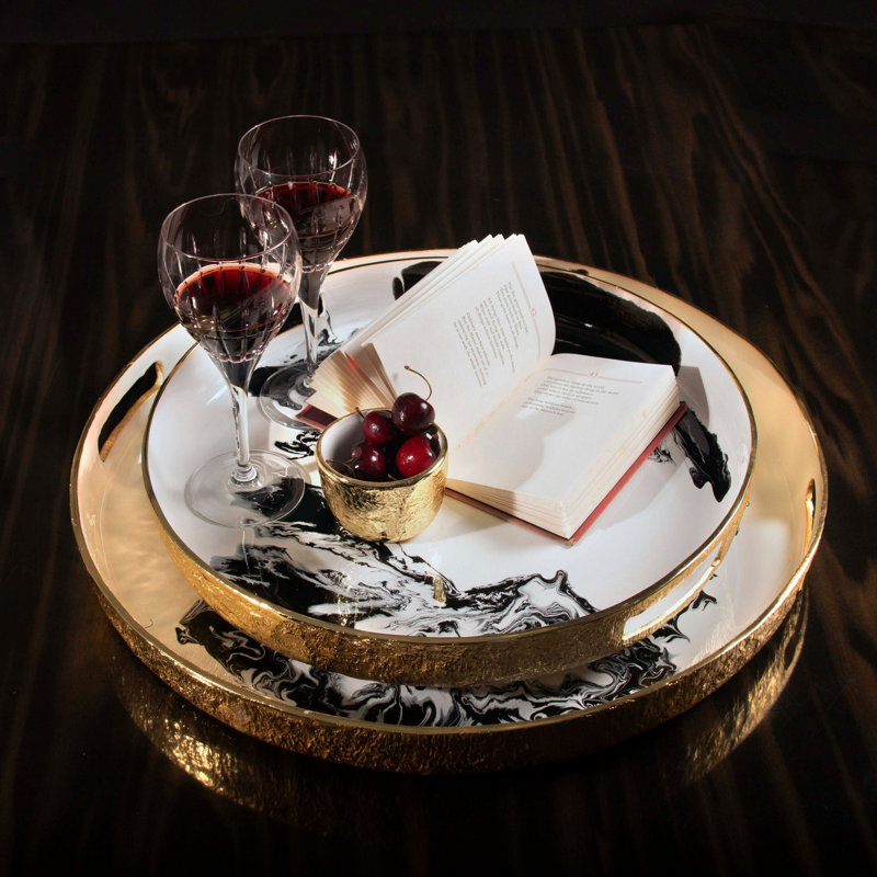 Petit plateau de service Bianco Nero, H 2,25 po x l 20 po x P 20 po