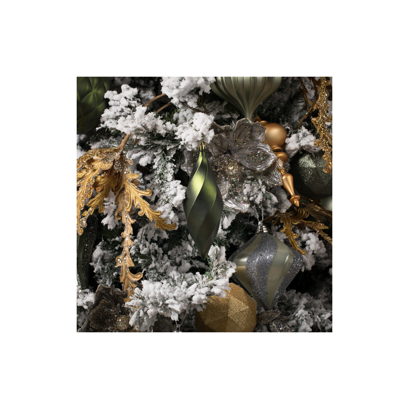 8" Swirl Finial Ornament, Matte Moss Green