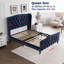 Grand lit plateforme tapissier en velours avec tête de lit à oreilles - Aucun sommier requis-899256407