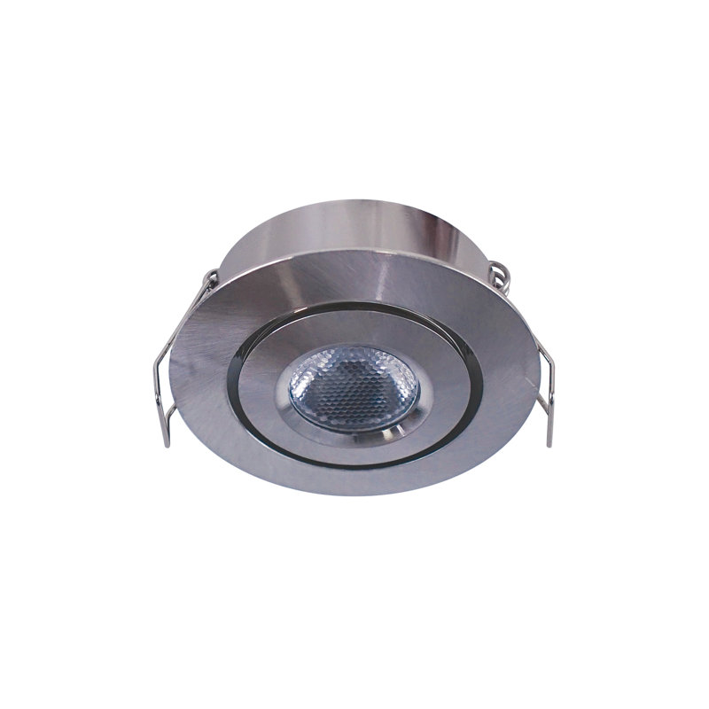 Luminaire à DEL rond pivotant encastré sous l'armoire, 3000 K, acier brossé, Argent