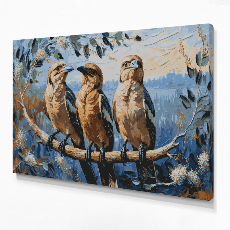 «Birds Laughing Kookaburra», art mural sur toile grise, H 8 po x l 10 po