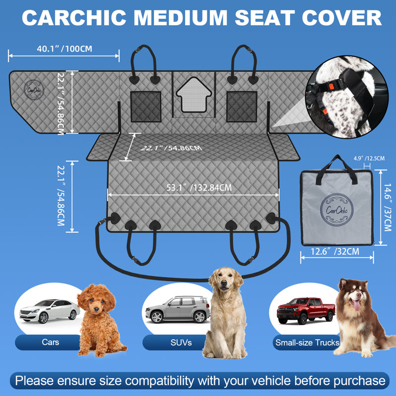 Dog Car Back Seat Cover with Door Protectors, Heavy Duty Backseat Cover Fits Cars / SUVs / Small Trucks 