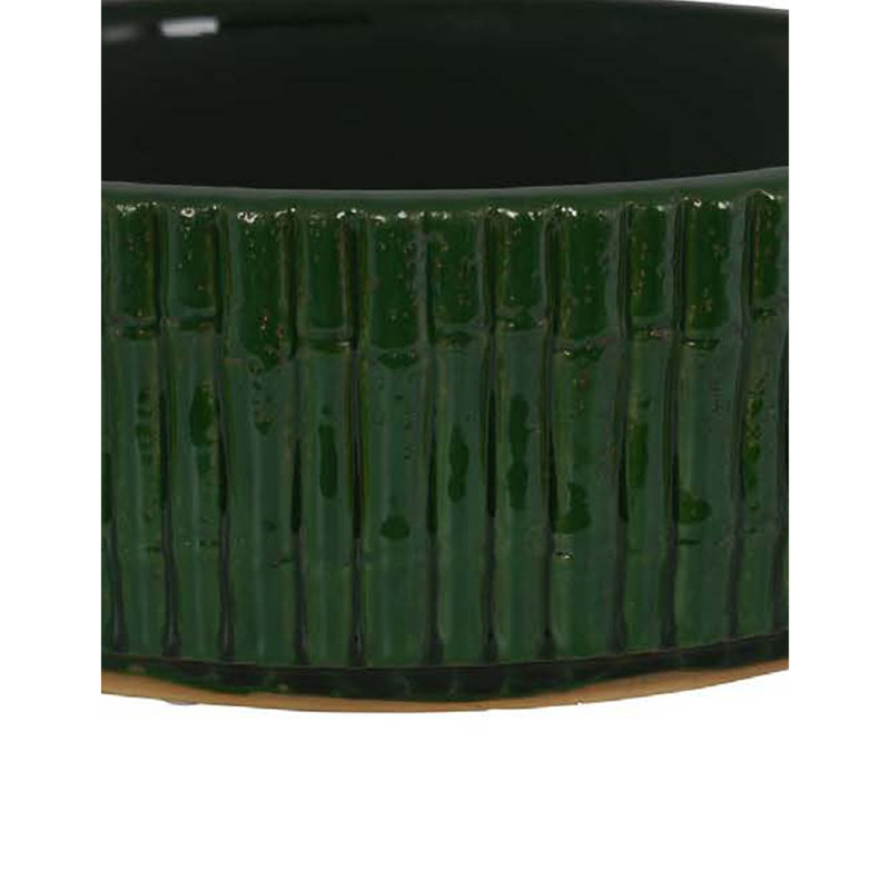 Grand bol accessoire Limy, 14 po, texturé, céramique émaillée vert foncé