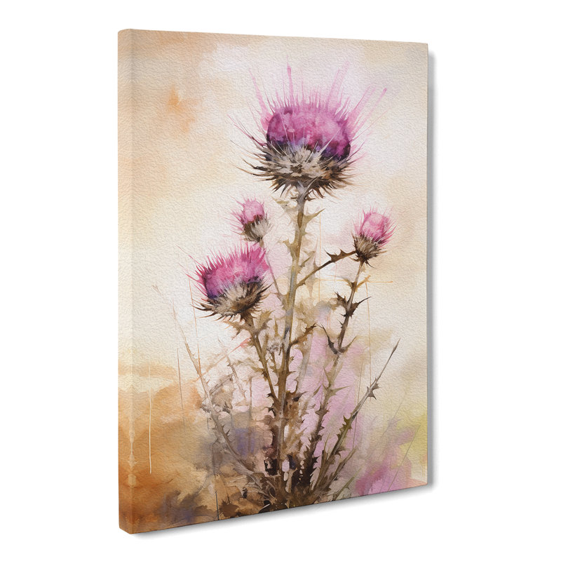 Thistle Gestural - Wrapped Canvas, 50cm H x 35cm W x 3cm D