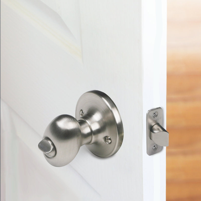 Egg Privacy Bed/Bath Door Knob, Satin Nickel